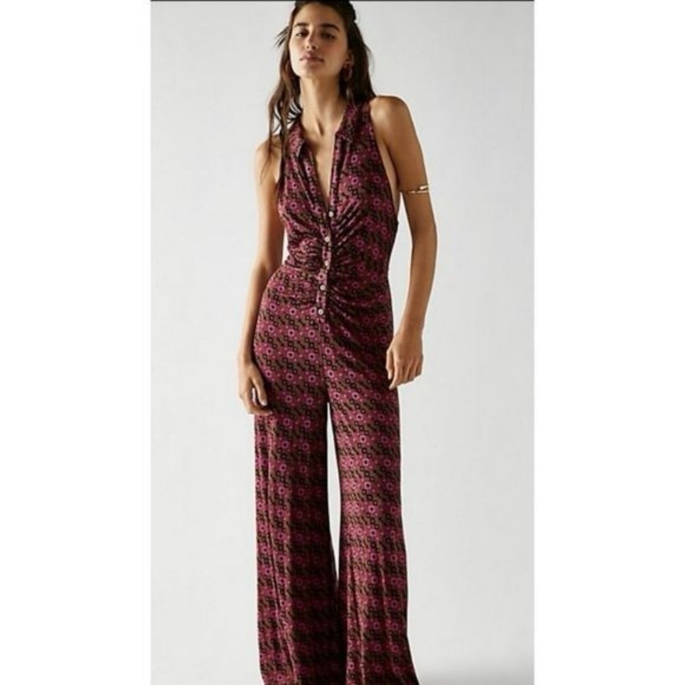 Free People Shayla Halter Retro Jumpsuit